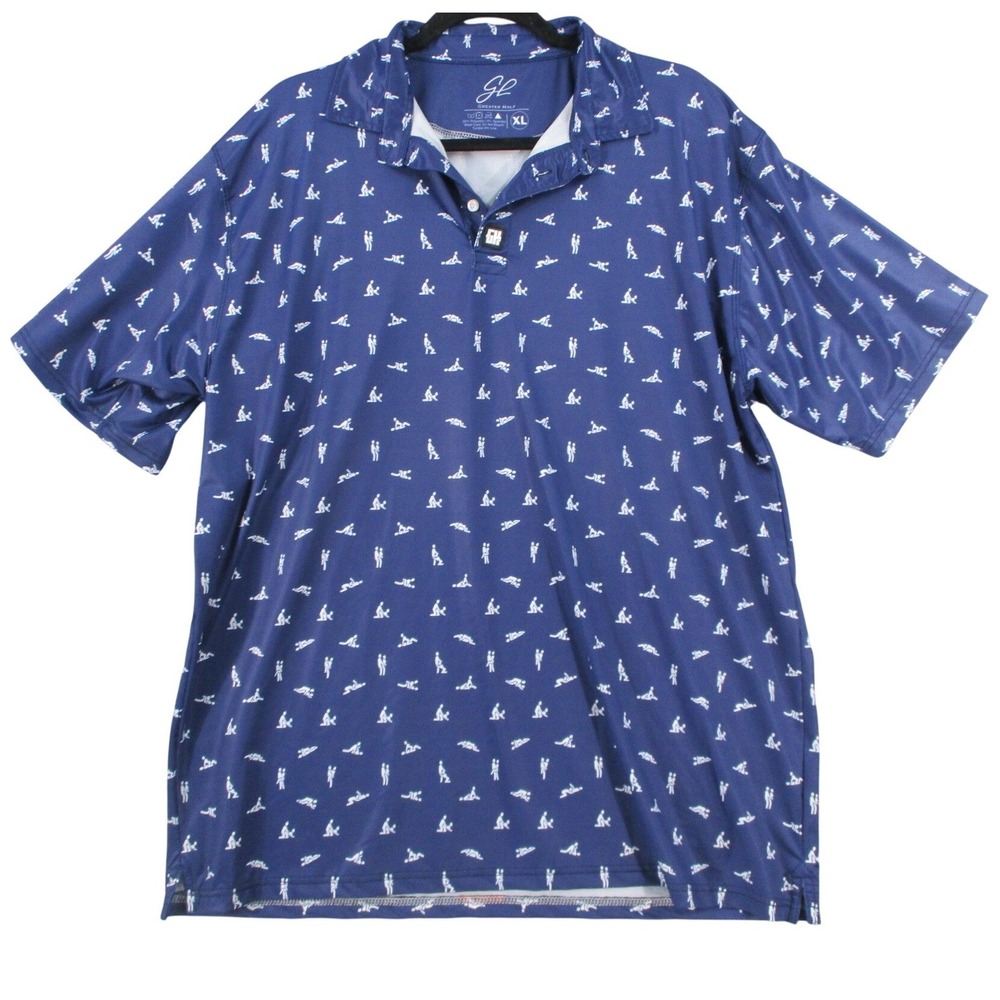 Greater Half Mens XL Blue Sex-Ed Performance Polo Shirt Short Sleeve GH
